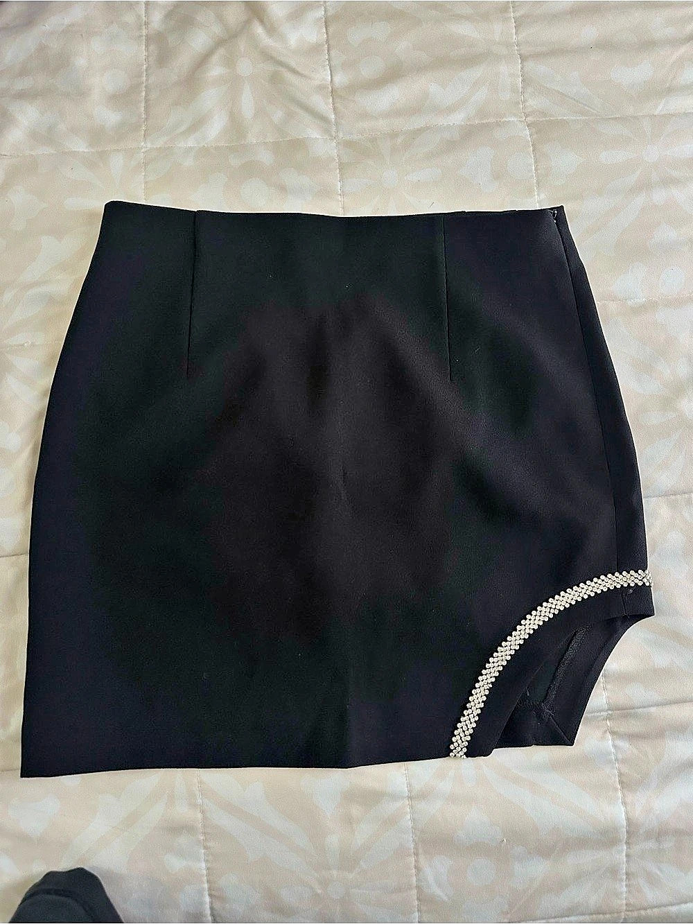 ZARA Jewel Trim Side-Slit Mini Skirt
